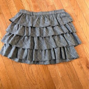 J. Crew Grey Glenn Plaid Wool Tiered Mini Skirt size 0